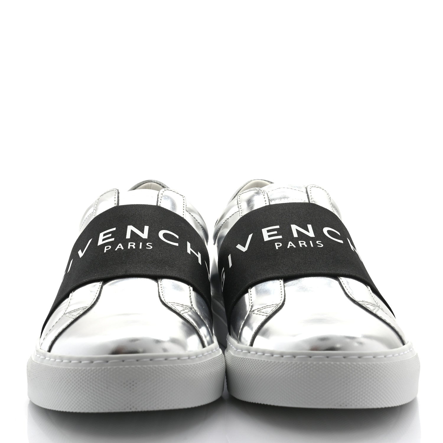 Givenchy Calfskin Band Logo Womens Urban Street Sneakers 40.5 Silvery 2 of 8