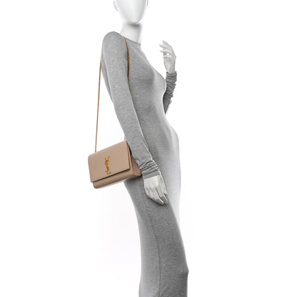 Saint Laurent Grain De Poudre Medium Monogram Kate Satchel Dark Beige 2 of 9