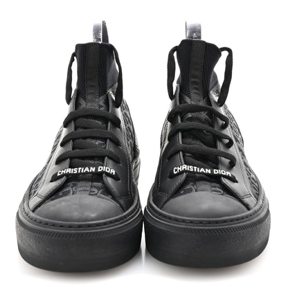 Christian Dior Technical Canvas Mesh Calfskin Womens Matte Oblique Walk'n Dior High Top Sneakers 36.5 Black 3 of 10