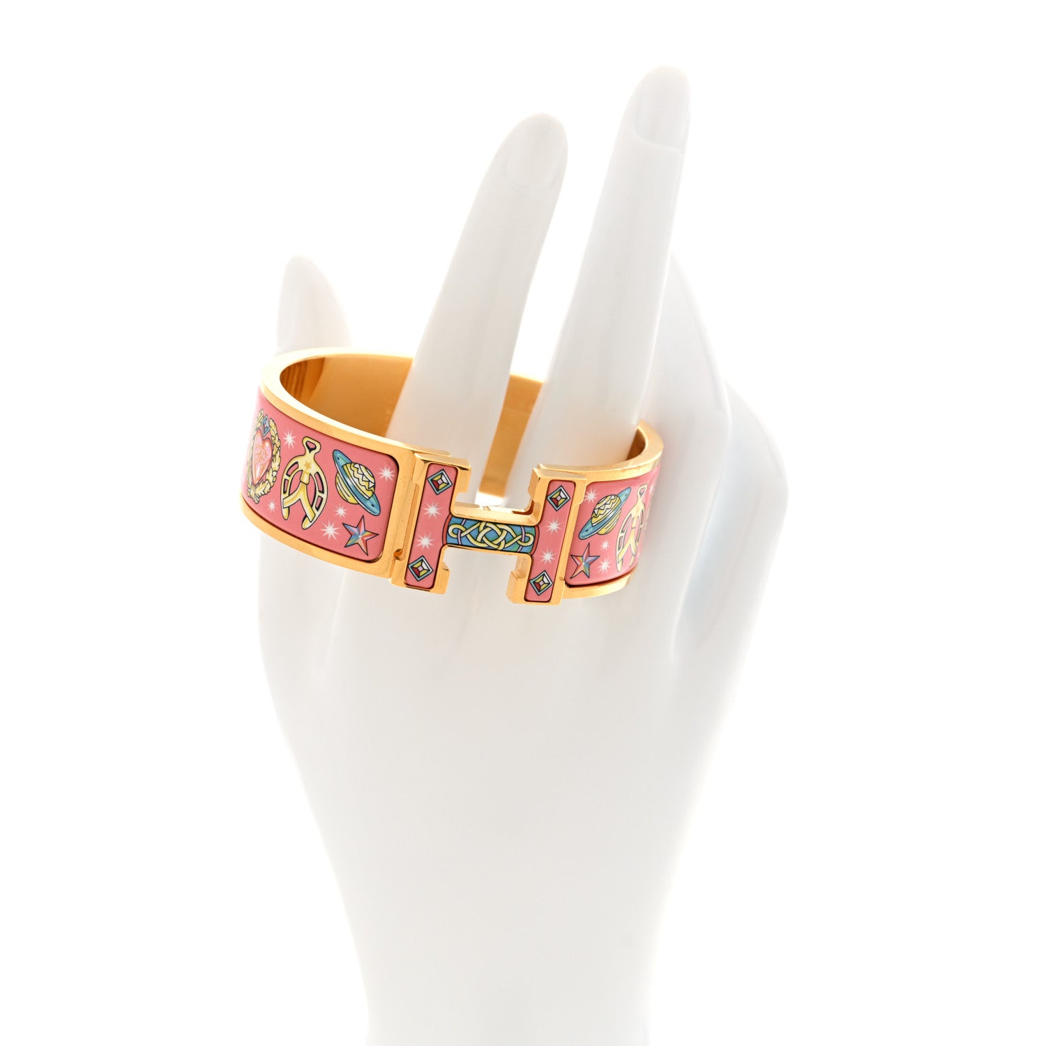 Hermes Enamel Printed Chorus Stellarum Wide Clic Clac H Bracelet PM Tropique 2 of 4