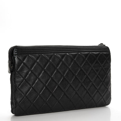 Chanel Calfskin Quilted Small Zipped Boy Pouch Black 3 of 12
