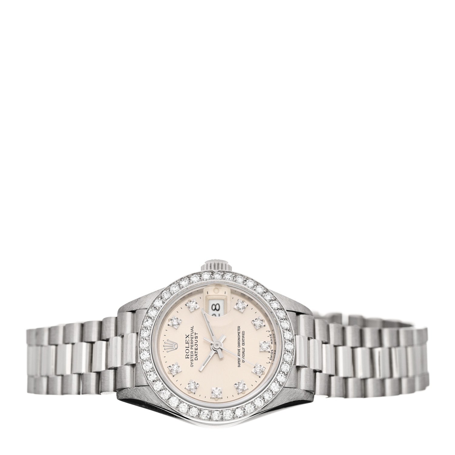 Rolex Platinum Diamond Bezel 26mm Datejust Watch Silver 69136 2 of 5