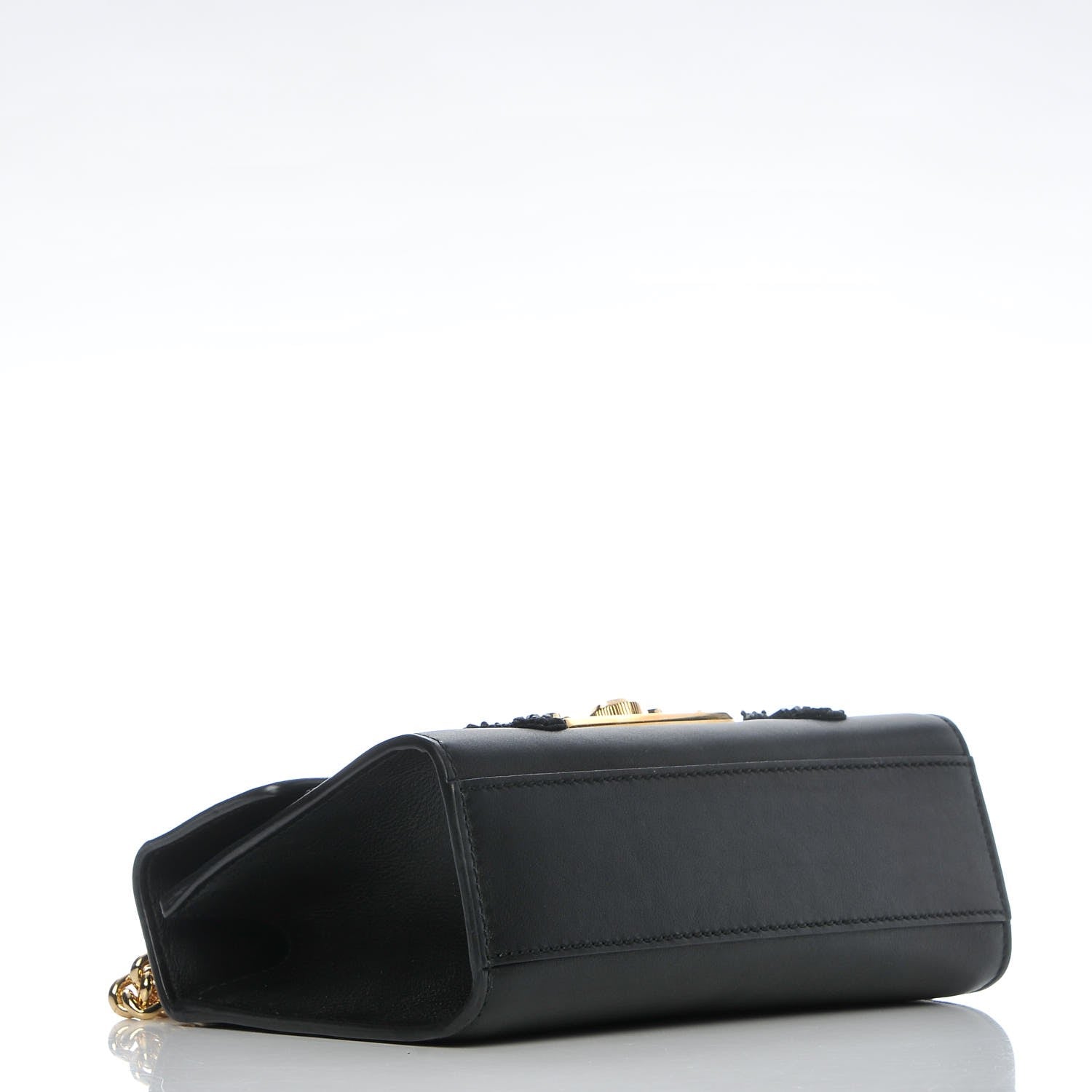 Gucci Calfskin Crystal Snake Embroidered Small Padlock Shoulder Bag Black 4 of 9