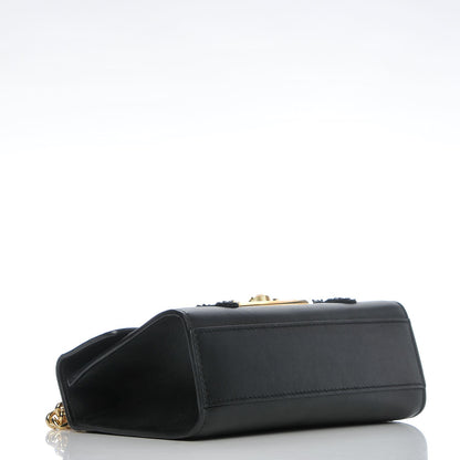 Gucci Calfskin Crystal Snake Embroidered Small Padlock Shoulder Bag Black 4 of 9
