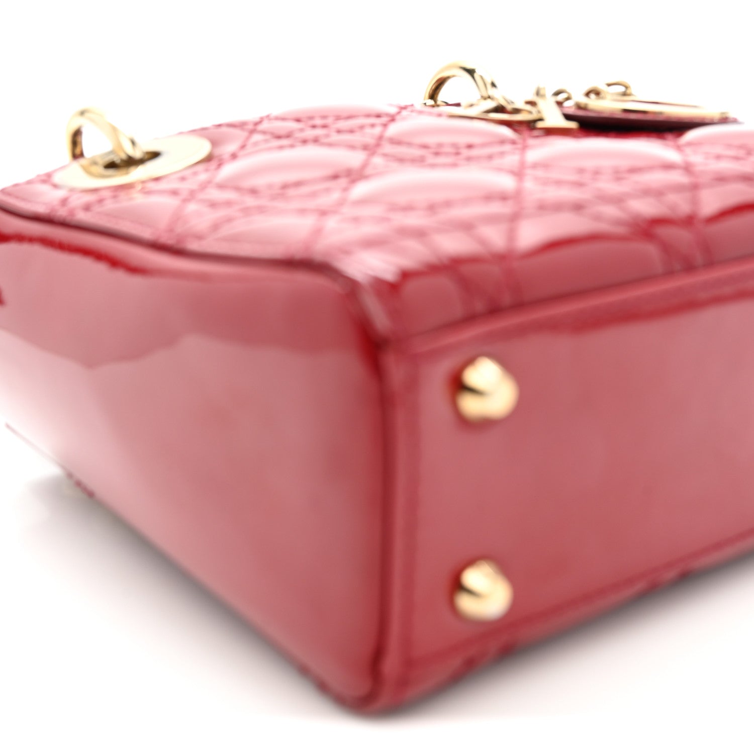 Christian Dior Patent Cannage Mini Lady Dior Red 9 of 10