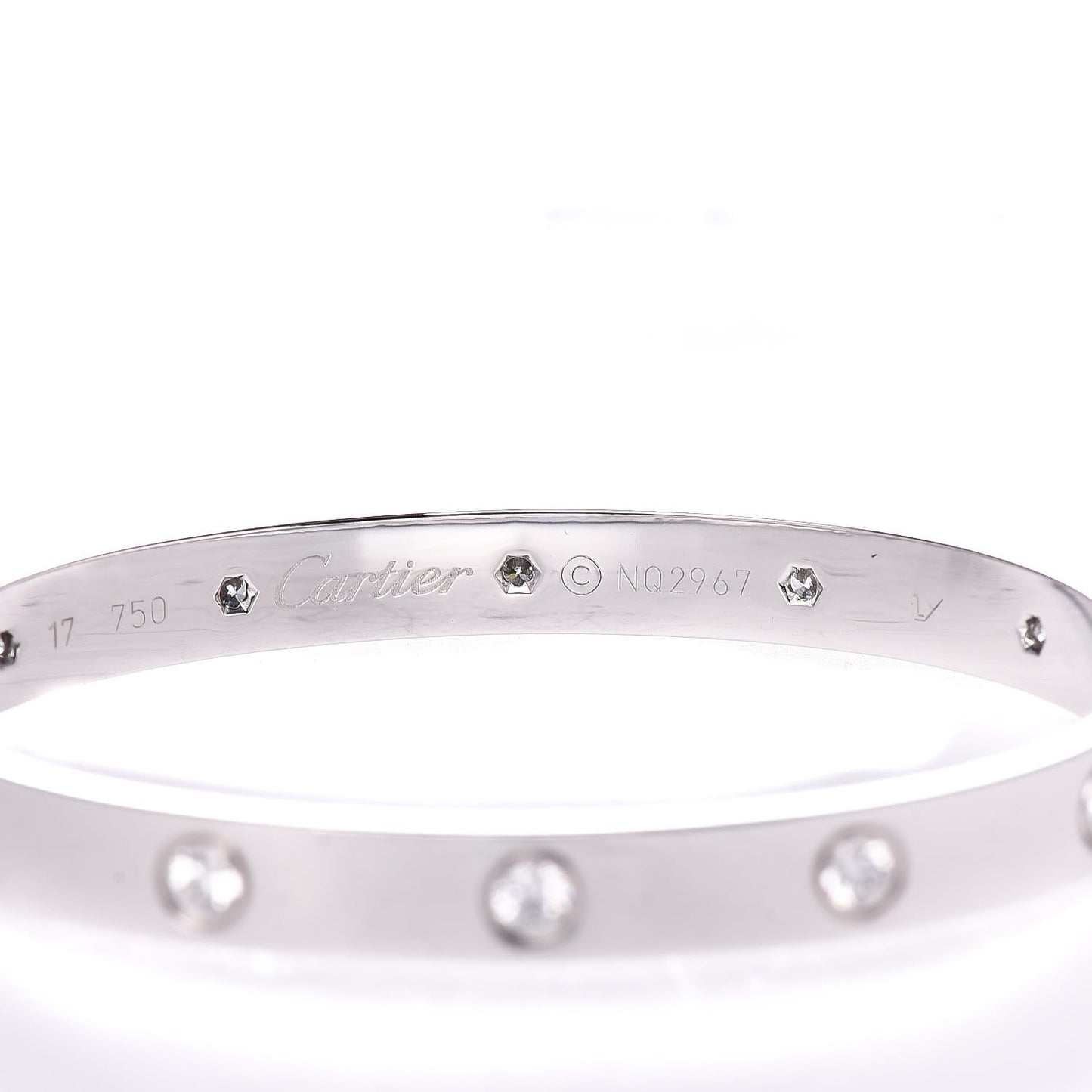 18K White Gold 10 Diamond LOVE Bracelet 17