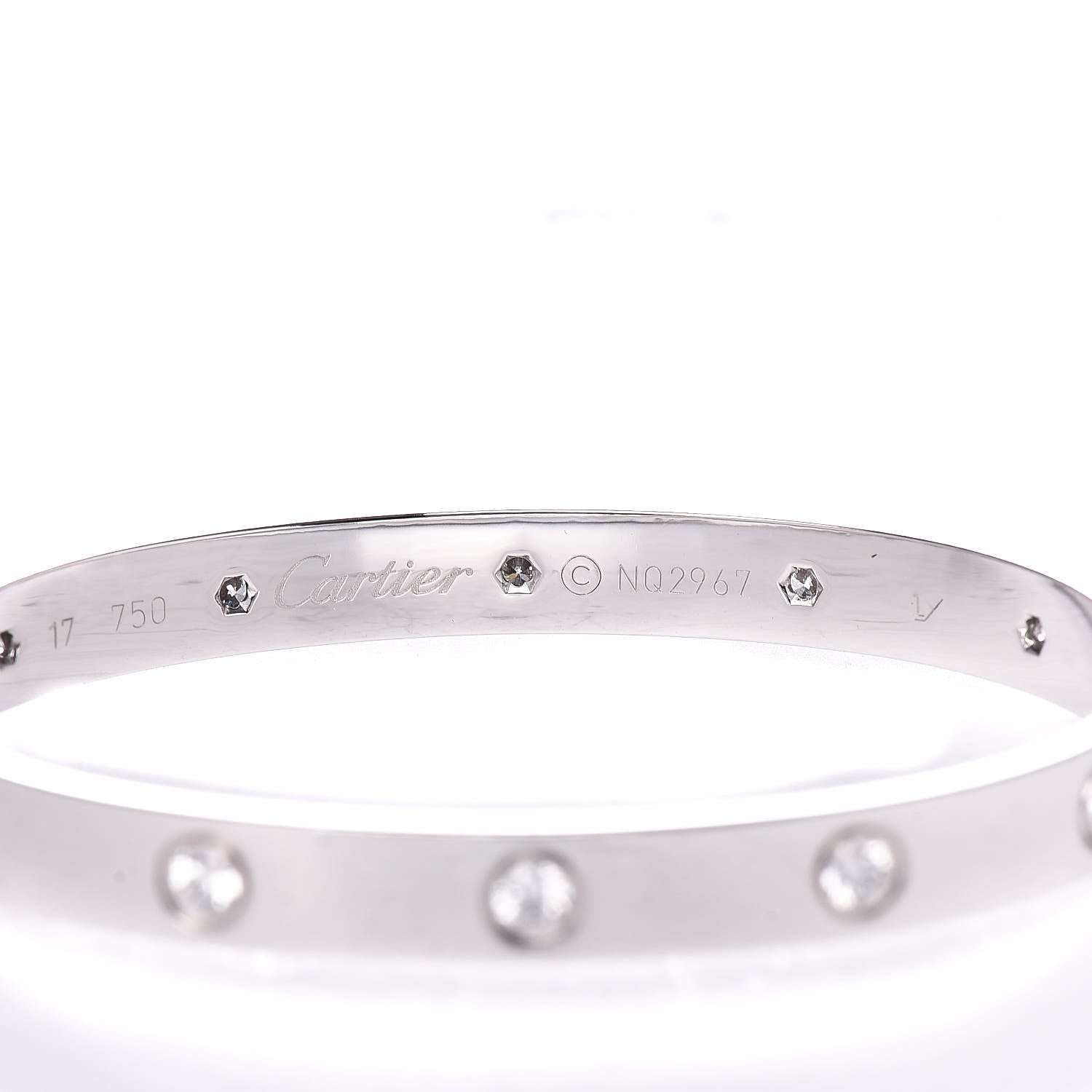Cartier 18K White Gold 10 Diamond LOVE Bracelet 17 4 of 6