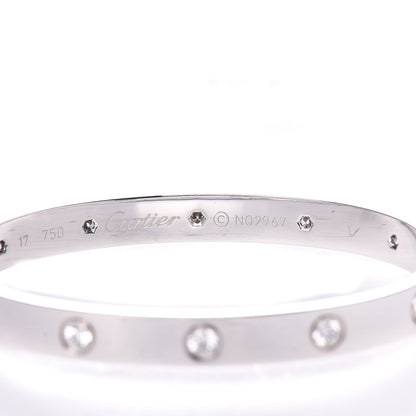 Cartier 18K White Gold 10 Diamond LOVE Bracelet 17 4 of 6