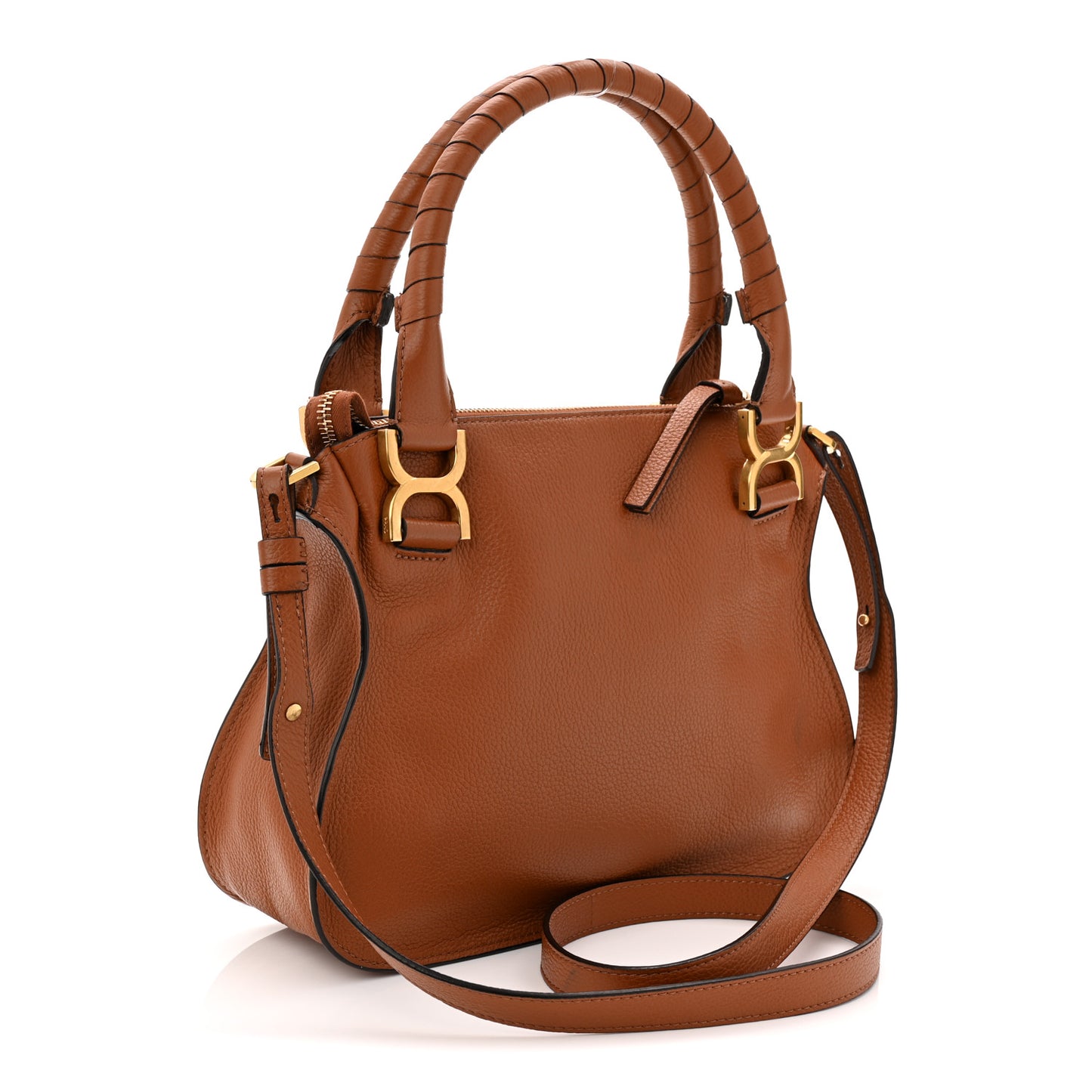 Calfskin Small Marcie Satchel Tan
