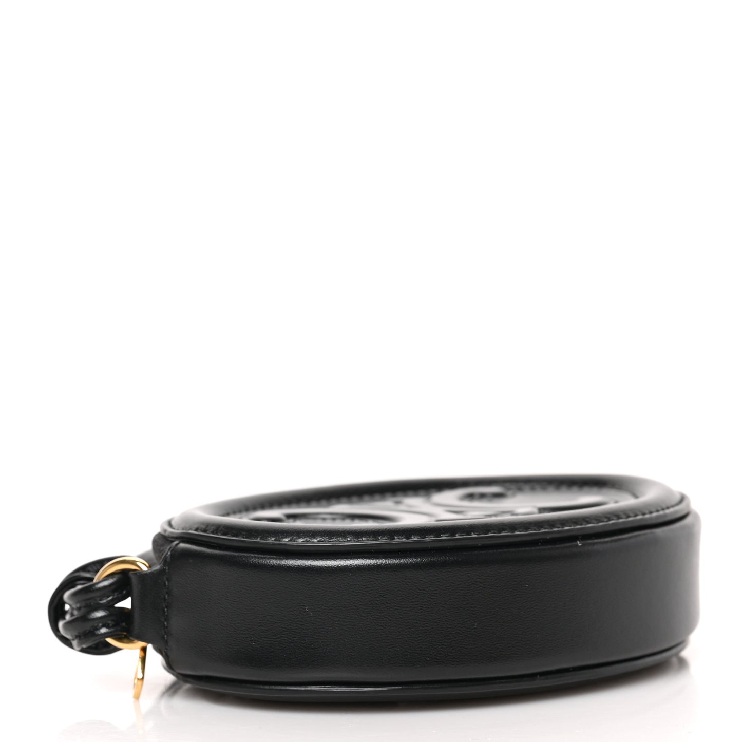 Smooth Calfskin Triomphe Oval Wallet Black
