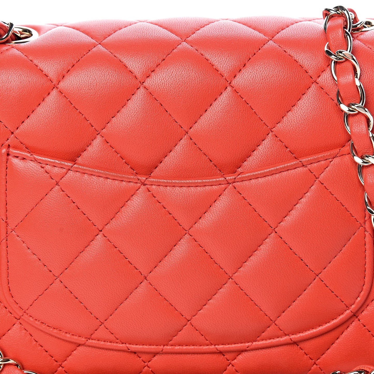 Lambskin Quilted Mini Square Flap Red