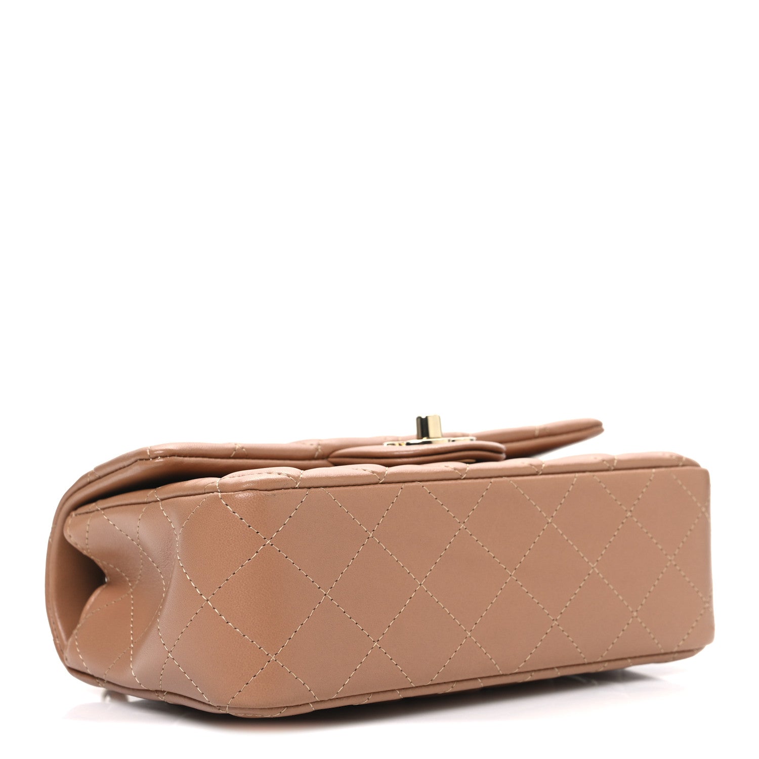 Chanel Lambskin Quilted Mini Rectangular Flap Dark Beige 3 of 10