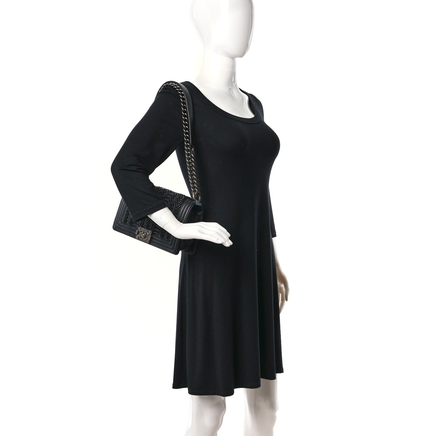 Calfskin Pleated Medium Boy Flap Black