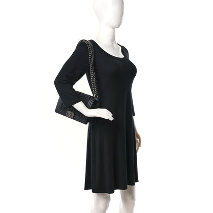 Chanel Calfskin Pleated Medium Boy Flap Black 2 of 9