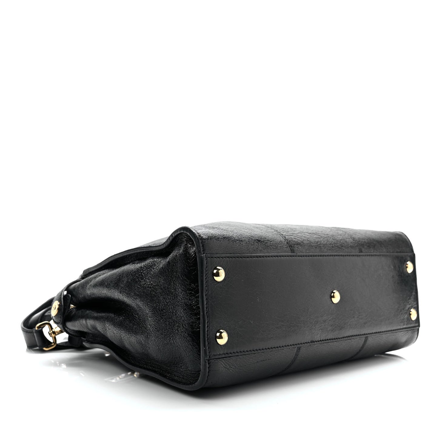 Agnello Old Shine Medium Peekaboo Iconic Satchel Black