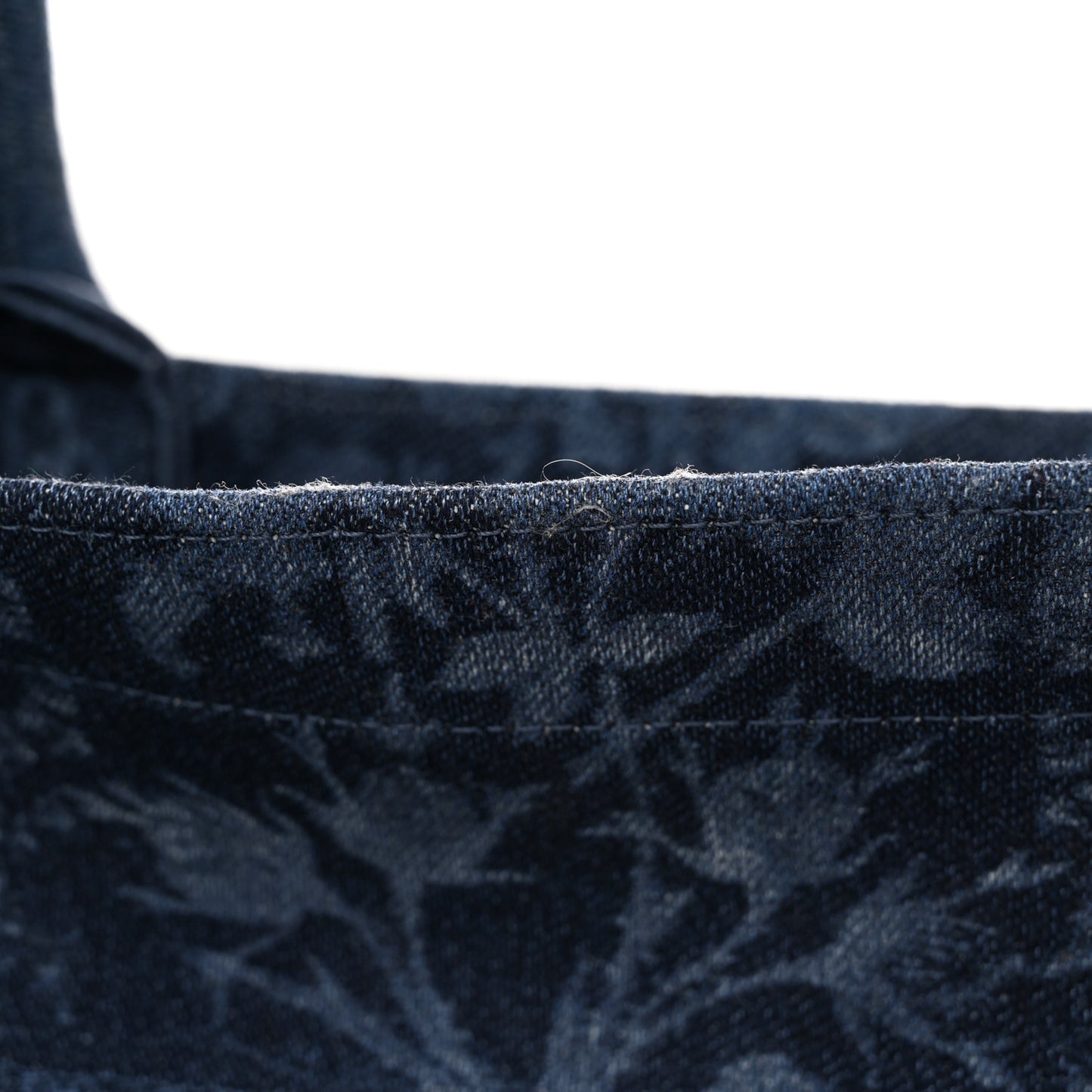 Denim Flowers Embroidered Medium Book Tote Blue