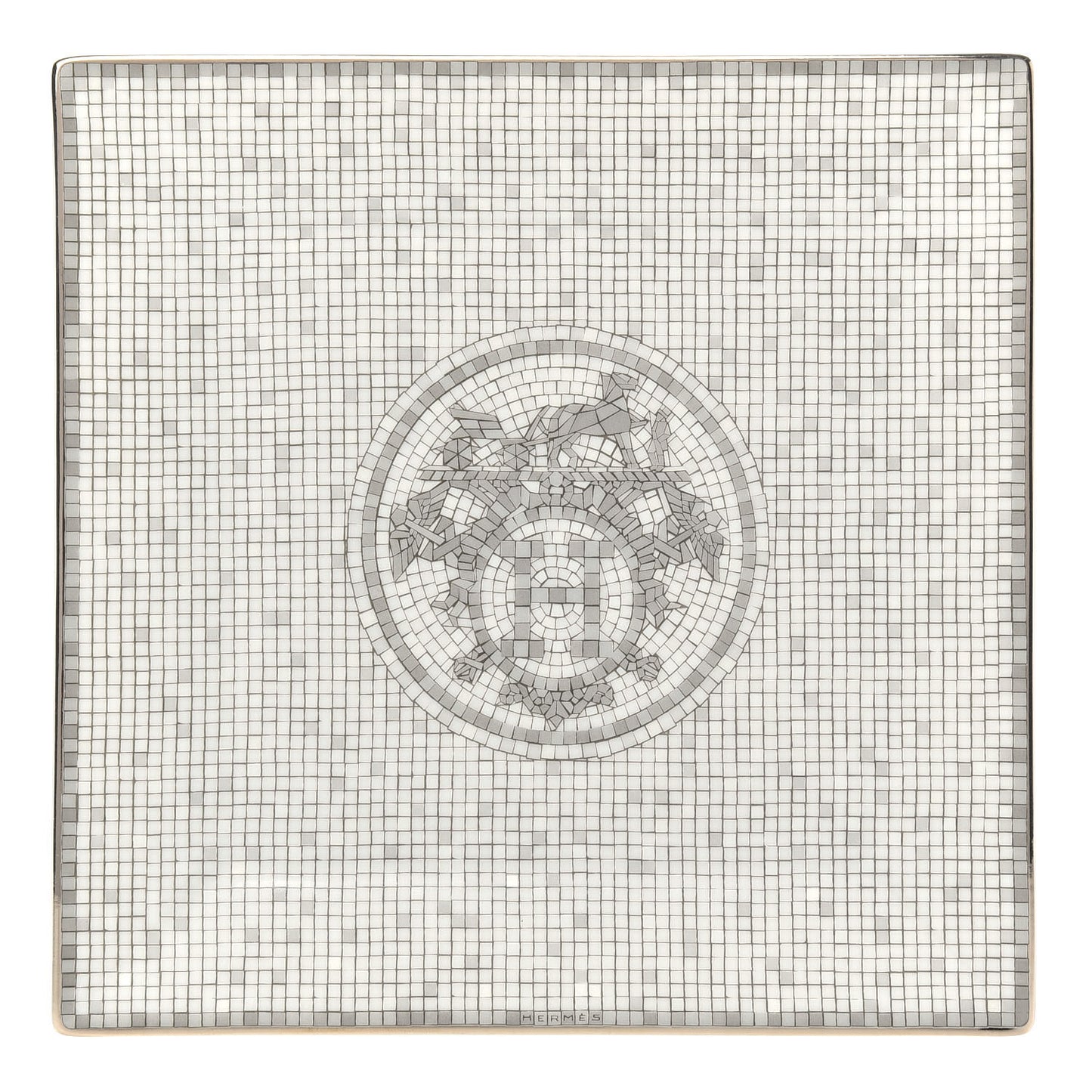 Porcelain Mosaique au 24 Square Plate Platinum