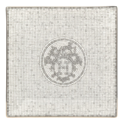 Hermes Porcelain Mosaique au 24 Square Plate Platinum 1 of 5