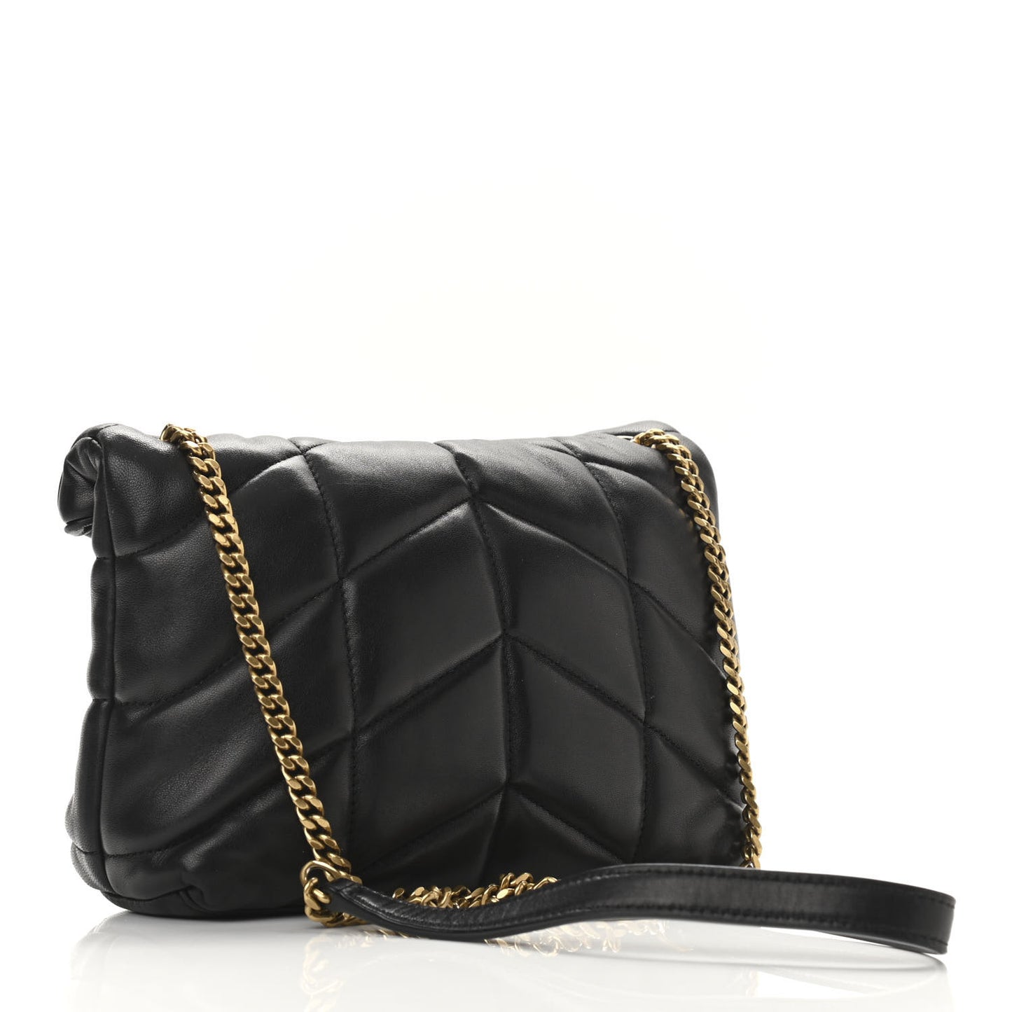 Lambskin Quilted Toy Loulou Puffer Monogram Chain Satchel Black