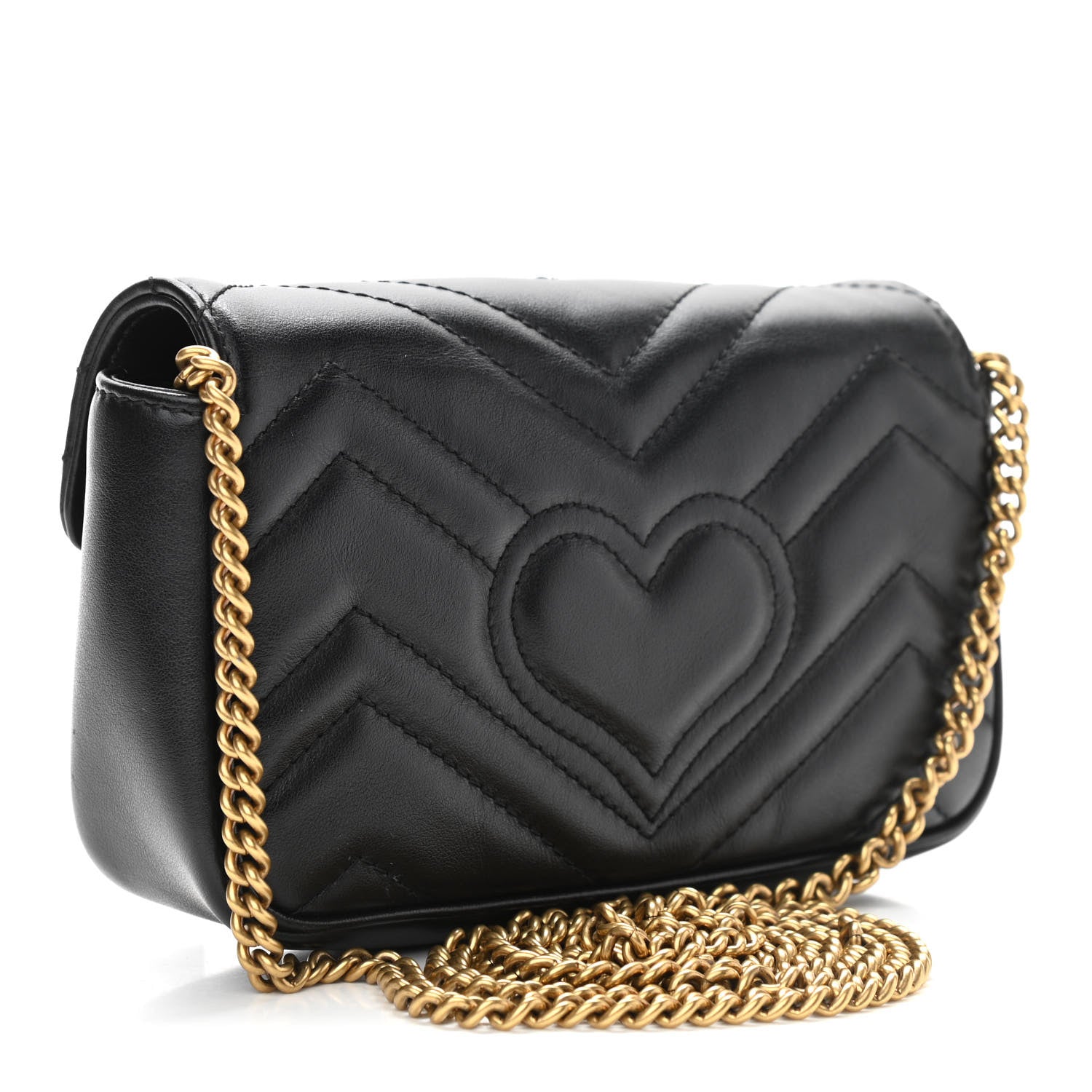 Gucci Calfskin Matelasse Super Mini GG Marmont Shoulder Bag Black 3 of 11
