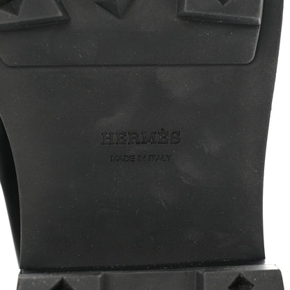 Hermes Glossed Calfskin Funk Ankle Boots 37.5 Black 8 of 9