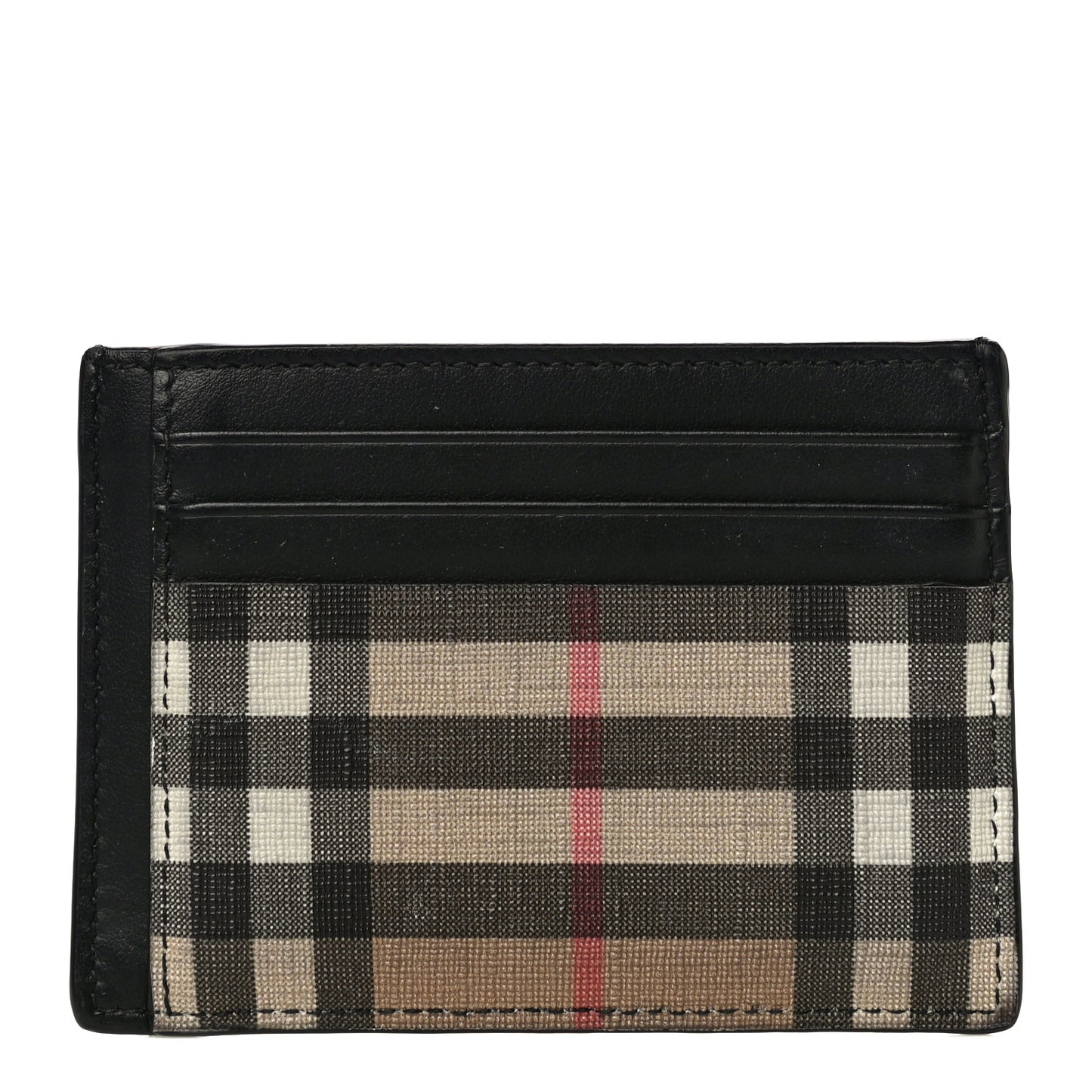 House Check Money Clip Card Case Black