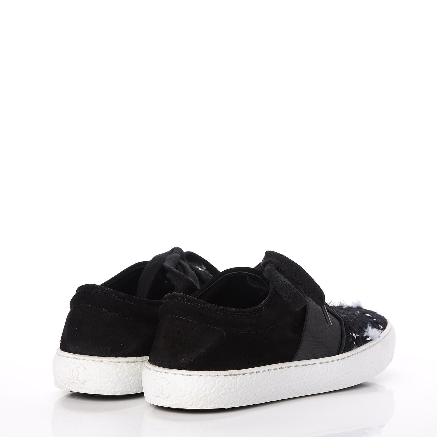 Chanel Suede Tweed Sneakers 38 Black 4 of 15