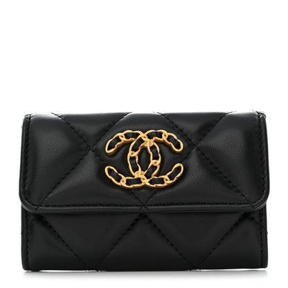 Chanel Lambskin Quilted Chanel 19 Flap Card Holder Black 1 of 16