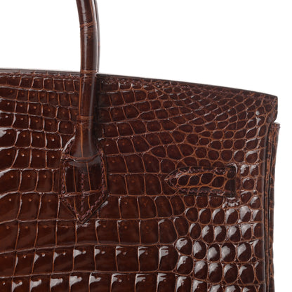 Hermes Shiny Porosus Birkin 35 Miel 8 of 34