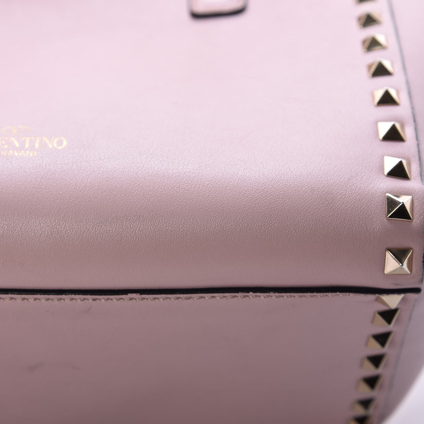 Vitello Small Rockstud Double Handle Tote Water Rose