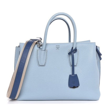 MCM Grained Calfskin Medium Milla Tote Sky Blue 1 of 10
