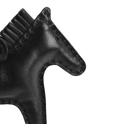 Hermes Milo Lambskin Grigri Rodeo Horse Bag Charm PM So Black 3 of 5