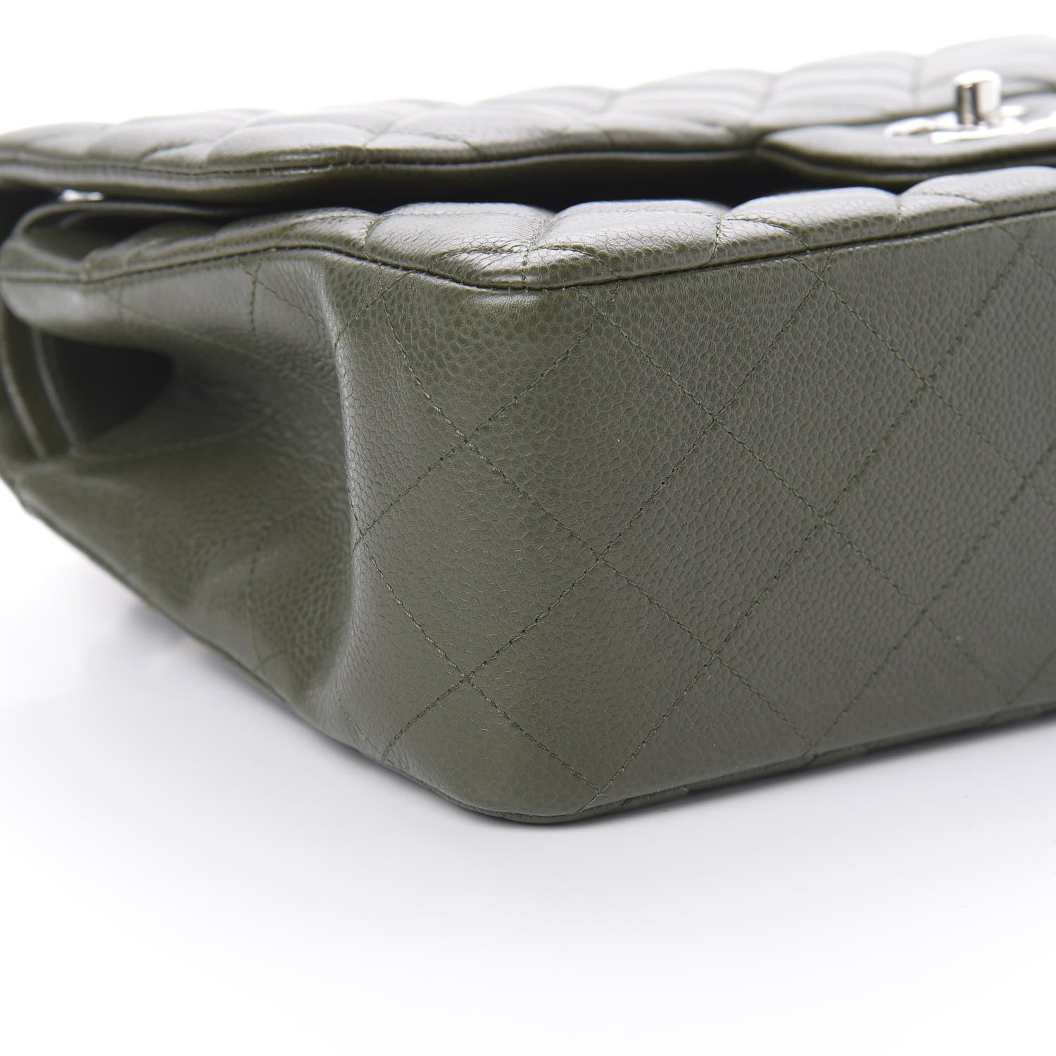 Chanel Caviar Quilted Jumbo Double Flap Dark Green 9 of 11
