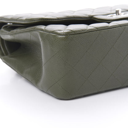 Chanel Caviar Quilted Jumbo Double Flap Dark Green 9 of 11