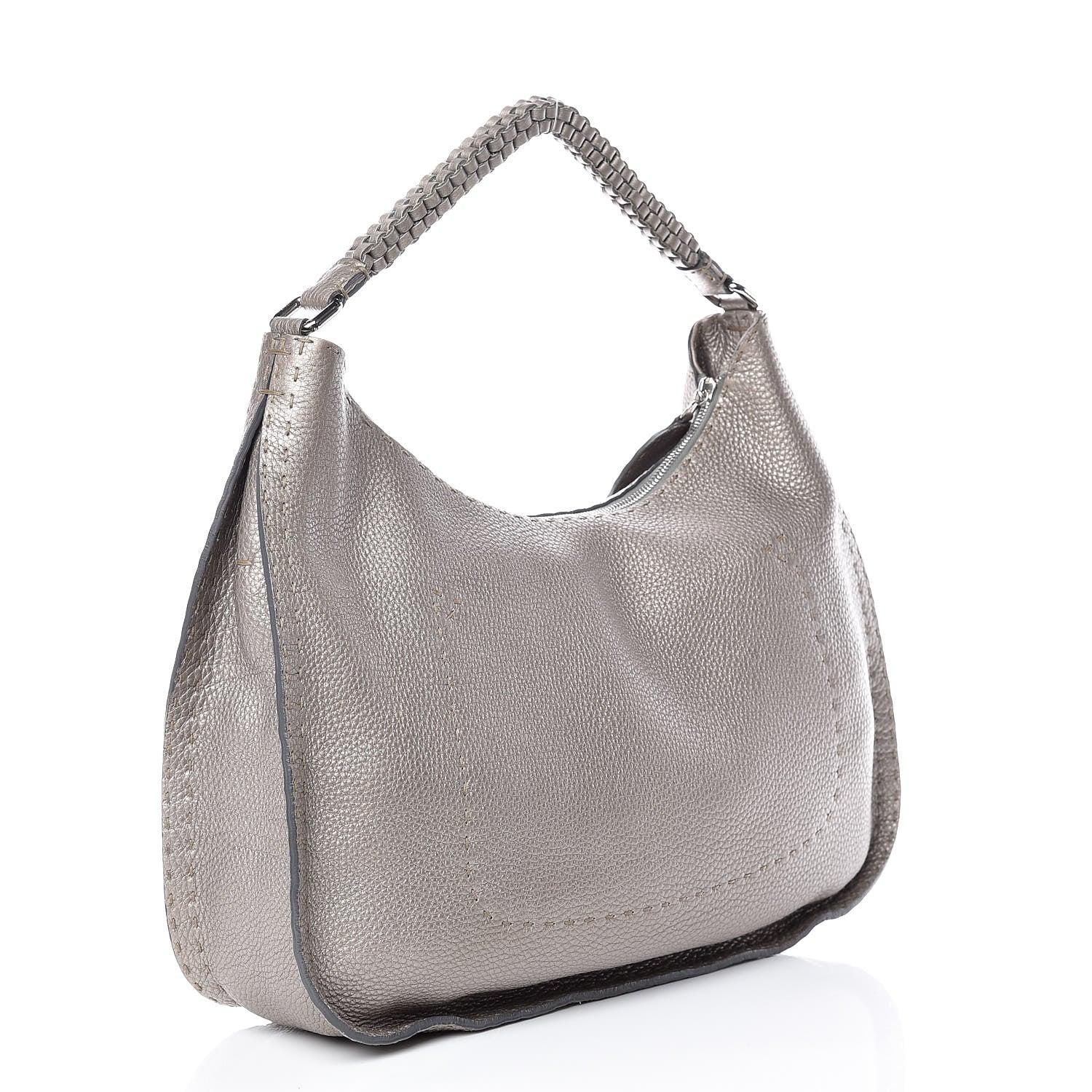 Fendi Cuoio Romano Selleria Hobo Peltro 3 of 12