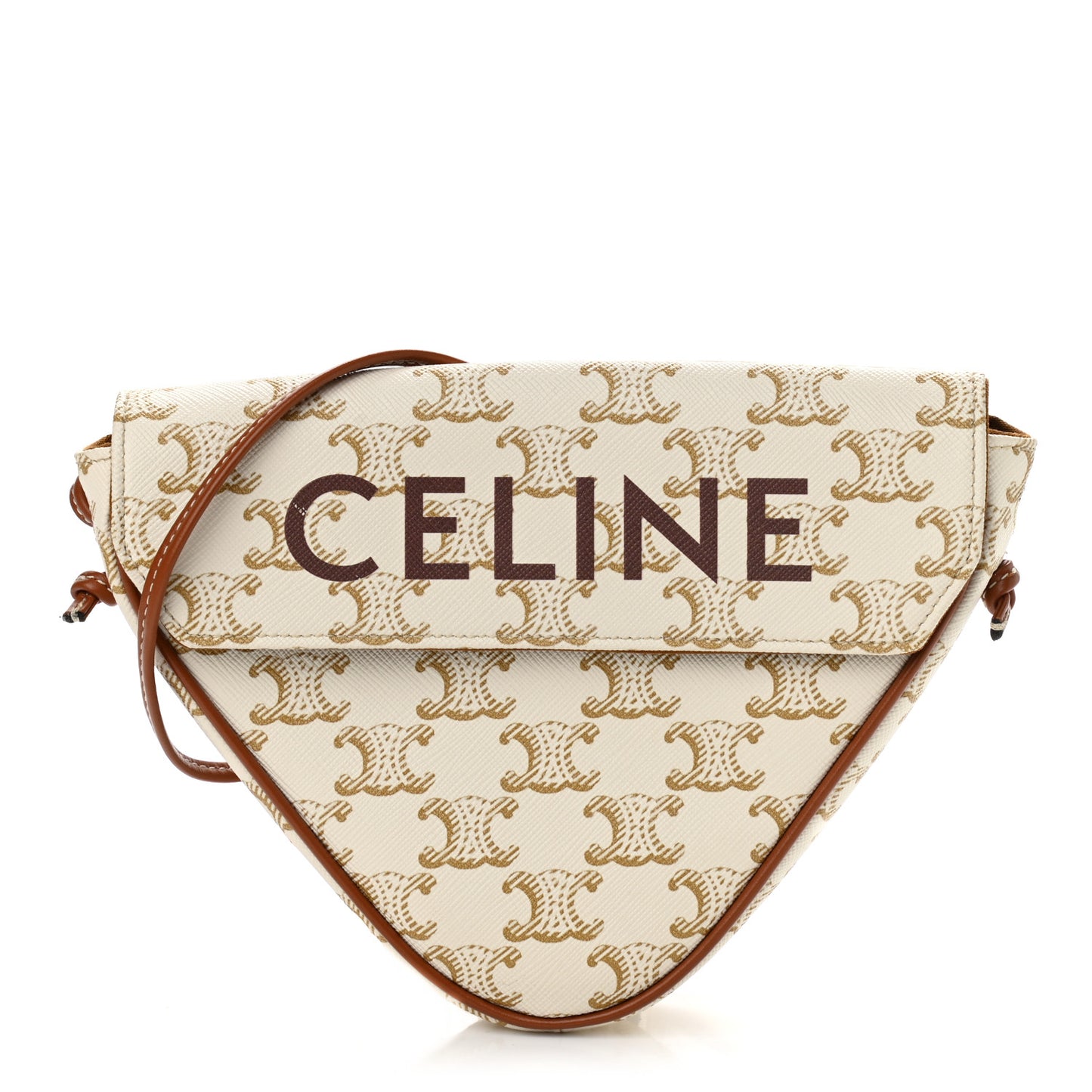 Triomphe Canvas Triangle Crossbody Bag White Tan