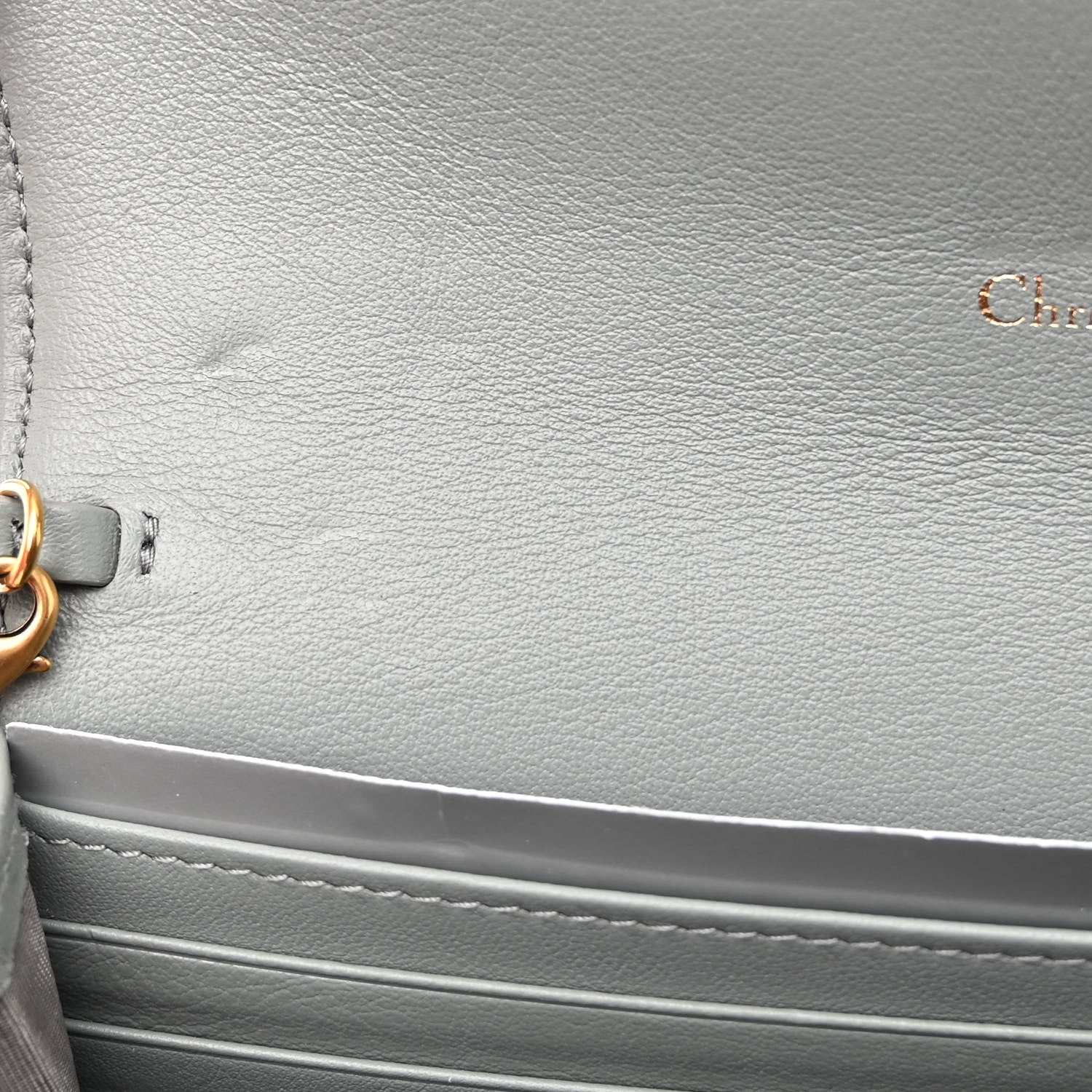 Christian Dior Oblique Saddle Chain Long Wallet Grey 10 of 10