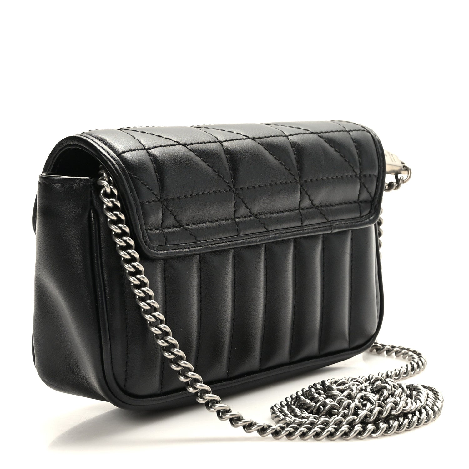 Gucci Calfskin Matelasse Aria Super Mini GG Marmont Shoulder Bag Black 3 of 9