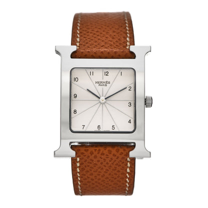 Hermes Stainless Steel Epsom 26mm Heure H Hour Quartz Watch Gold 1 of 5