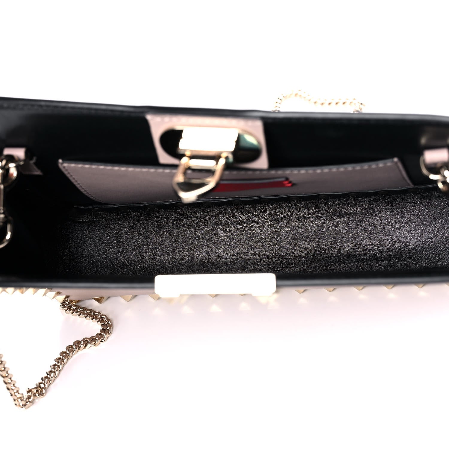 Valentino Garavani Vitello Rockstud Chain Clutch Poudre 5 of 10