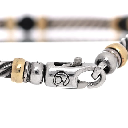 David Yurman Sterling Silver 14K Yellow Gold Black Onyx 5mm Metro Link Bracelet 4 of 4