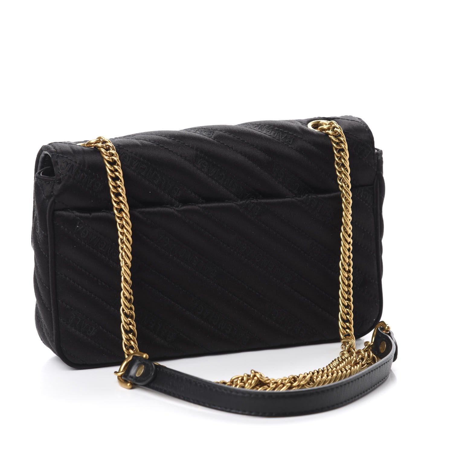 Balenciaga Satin Jacquard Logo Matelasse BB Chain Wallet Black 3 of 9