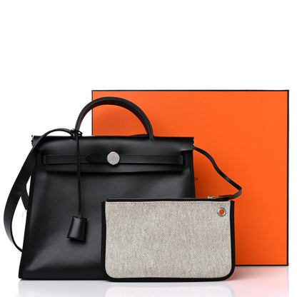 Hermes Toile H Berline Vache Hunter Herbag Zip PM 31 Black Ecru 11 of 11