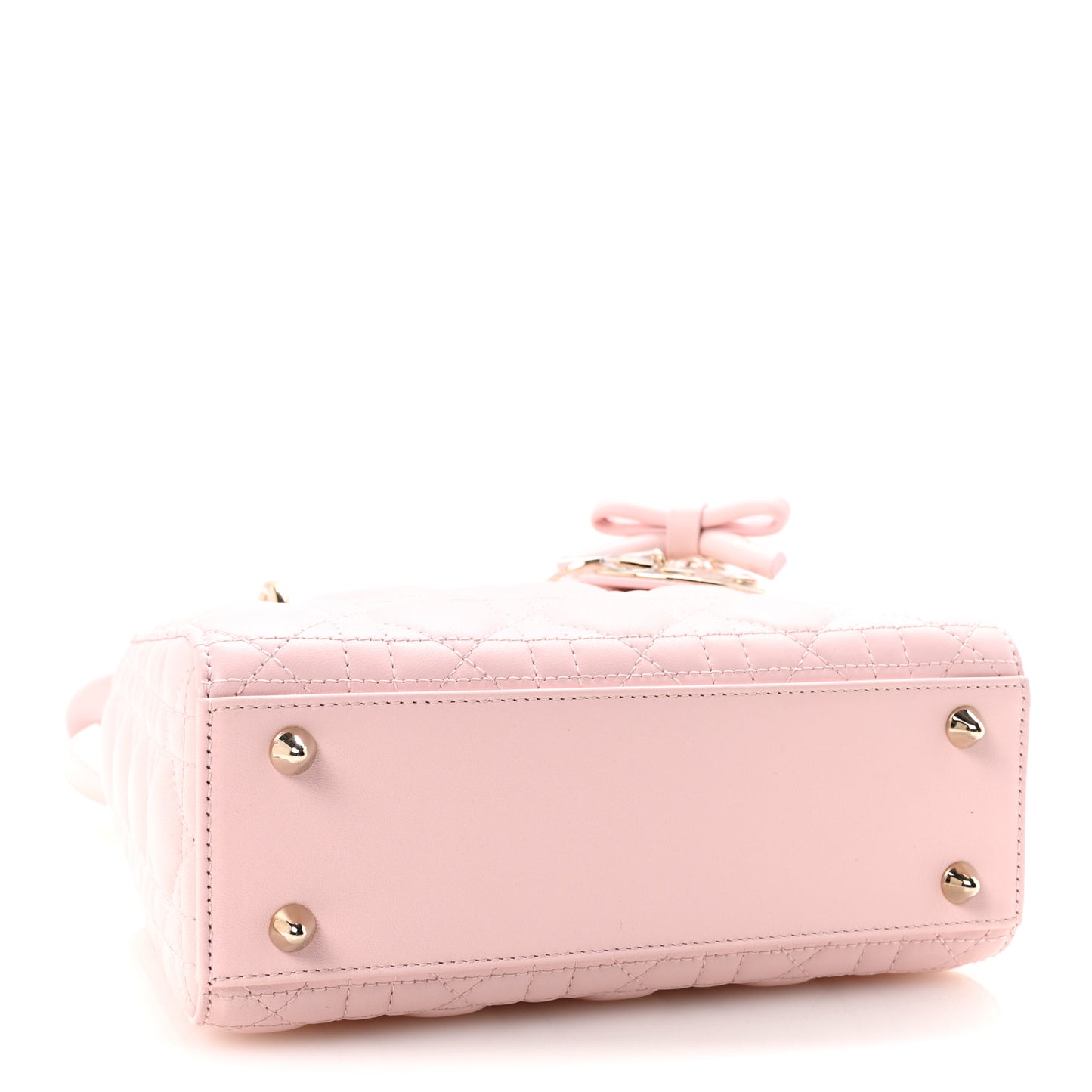 Lambskin Cannage Small Lady Dior Rose Soupir
