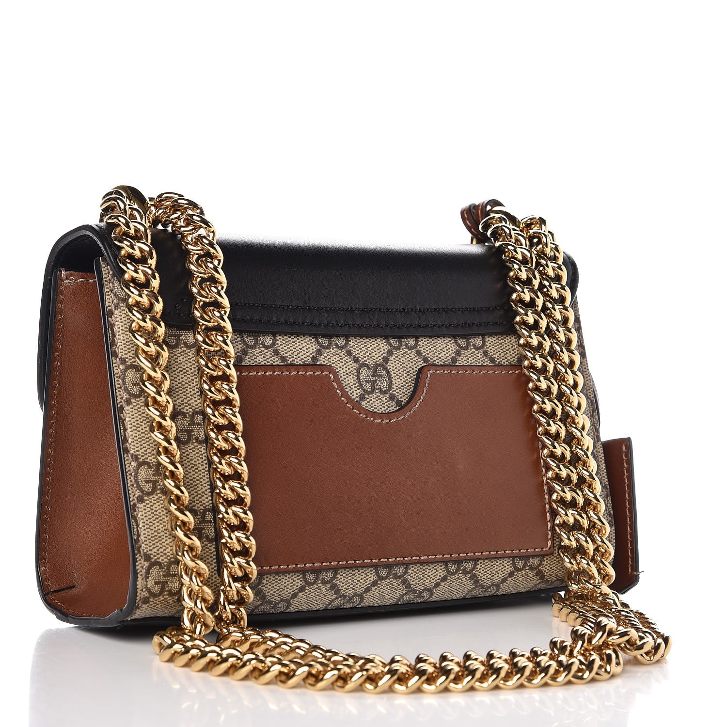 Gucci GG Supreme Monogram Calfskin Small Padlock Shoulder Bag Beige Black Cuir 3 of 11