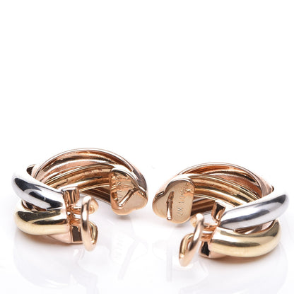 Cartier 18K Pink Yellow White Gold 9.5mm Trinity Hoop Earrings 3 of 5