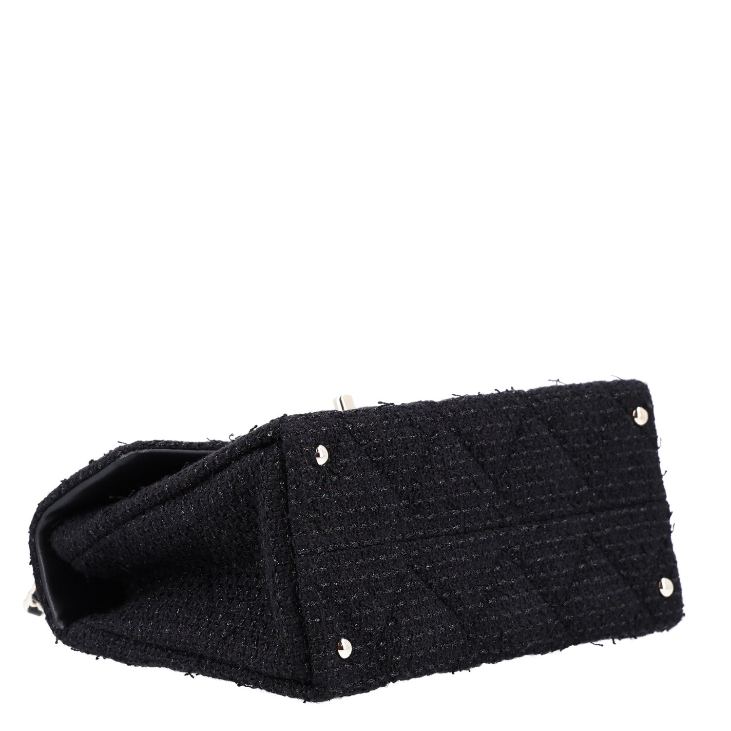 Chanel Tweed Quilted Medium Retro Twist Top Handle Flap  Black 4 of 11