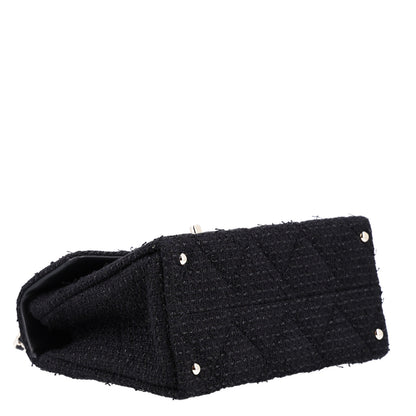 Chanel Tweed Quilted Medium Retro Twist Top Handle Flap  Black 4 of 11