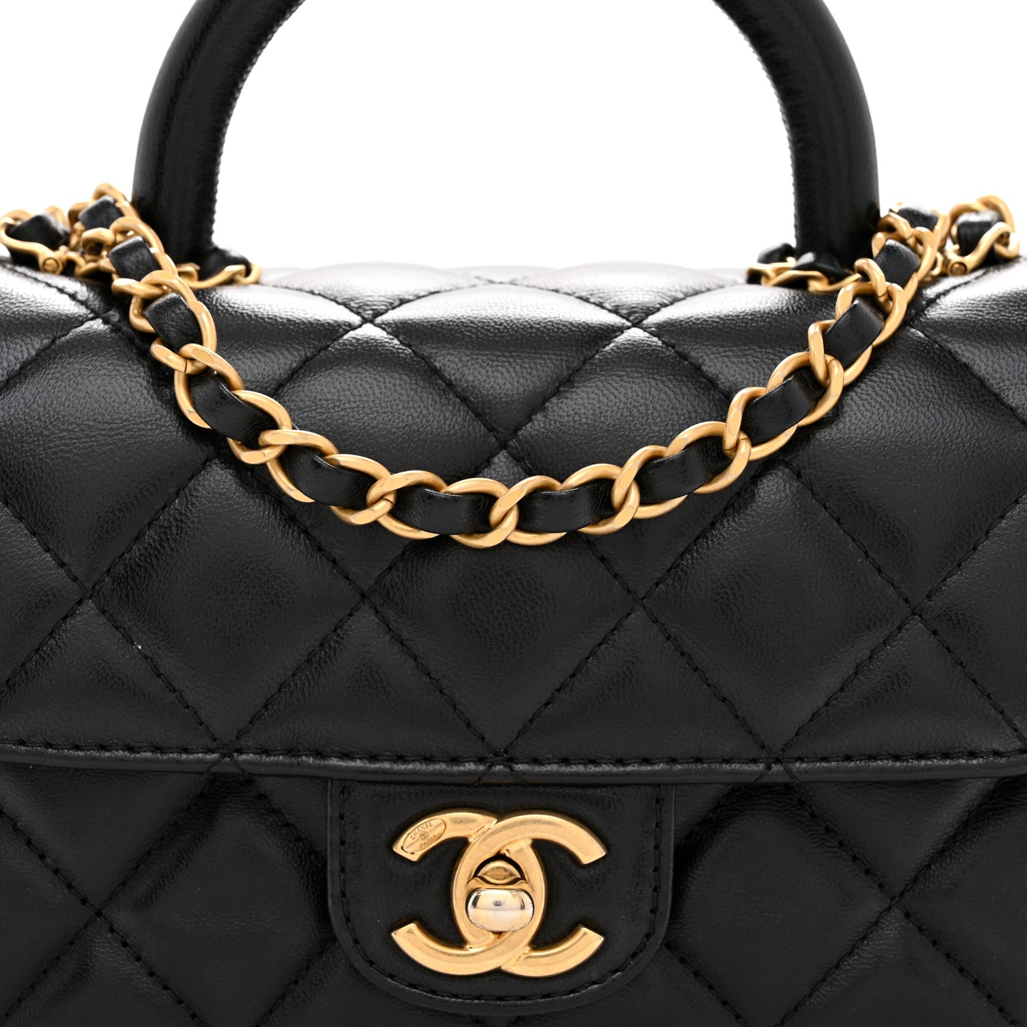 Chanel Lambskin Quilted Baywatch Top Handle Flap Black 8 of 10
