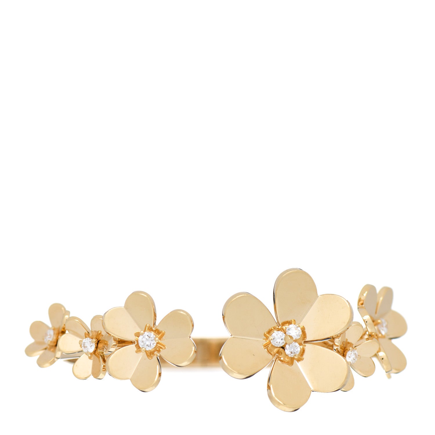 Van Cleef & Arpels 18K Yellow Gold Diamond Small Frivole 7 Flowers Bracelet S 1 of 3